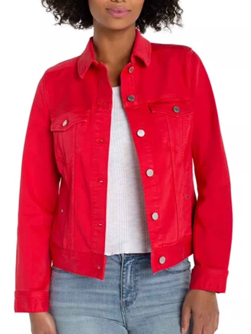 Liverpool Stretch Denim Jacket Cherry Rose Red Size 2X